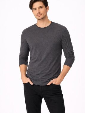 H&M Slim Fit Long Sleeve Tee XL Gray Crewneck Basic Minimal
